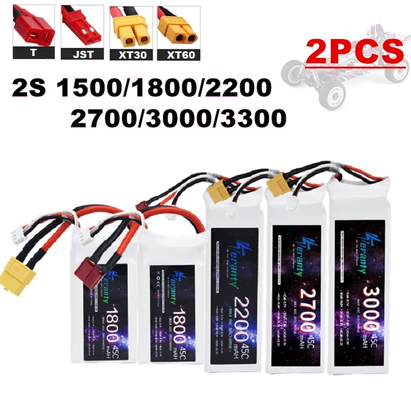 Drone Battery 4S - 2 buah 7.4V Lipo 2S baterai