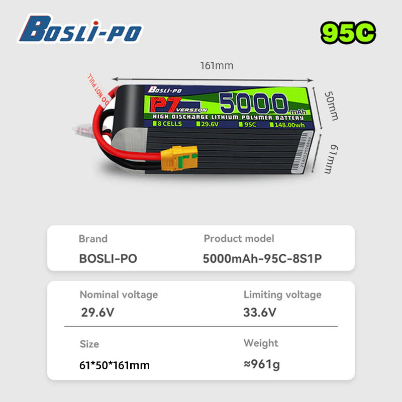 Boslipo P7 Versi 5000mAh 95C B - Drone Battery 6S ulasan dan harga